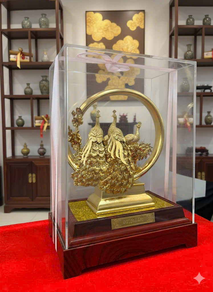 Tượng Chim Công Vinh Hoa Phú Quý Mạ Vàng 24K_thumbnail_1