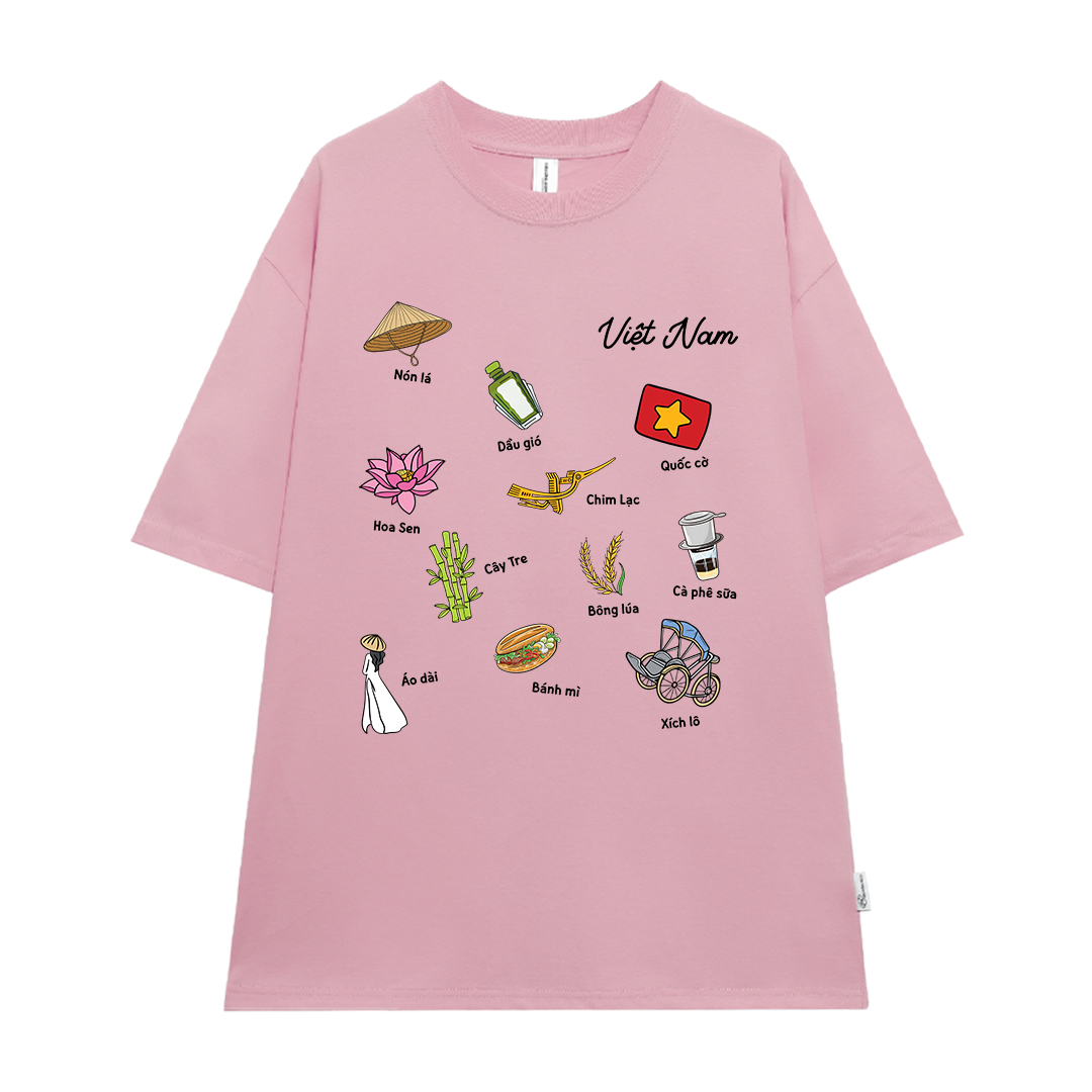 Áo thun nữ form rộng Việt Nam tôi yêu 2131 Miucho cổ tròn vải cotton 4c 220gsm thoáng mát in mix_thumbnail_6