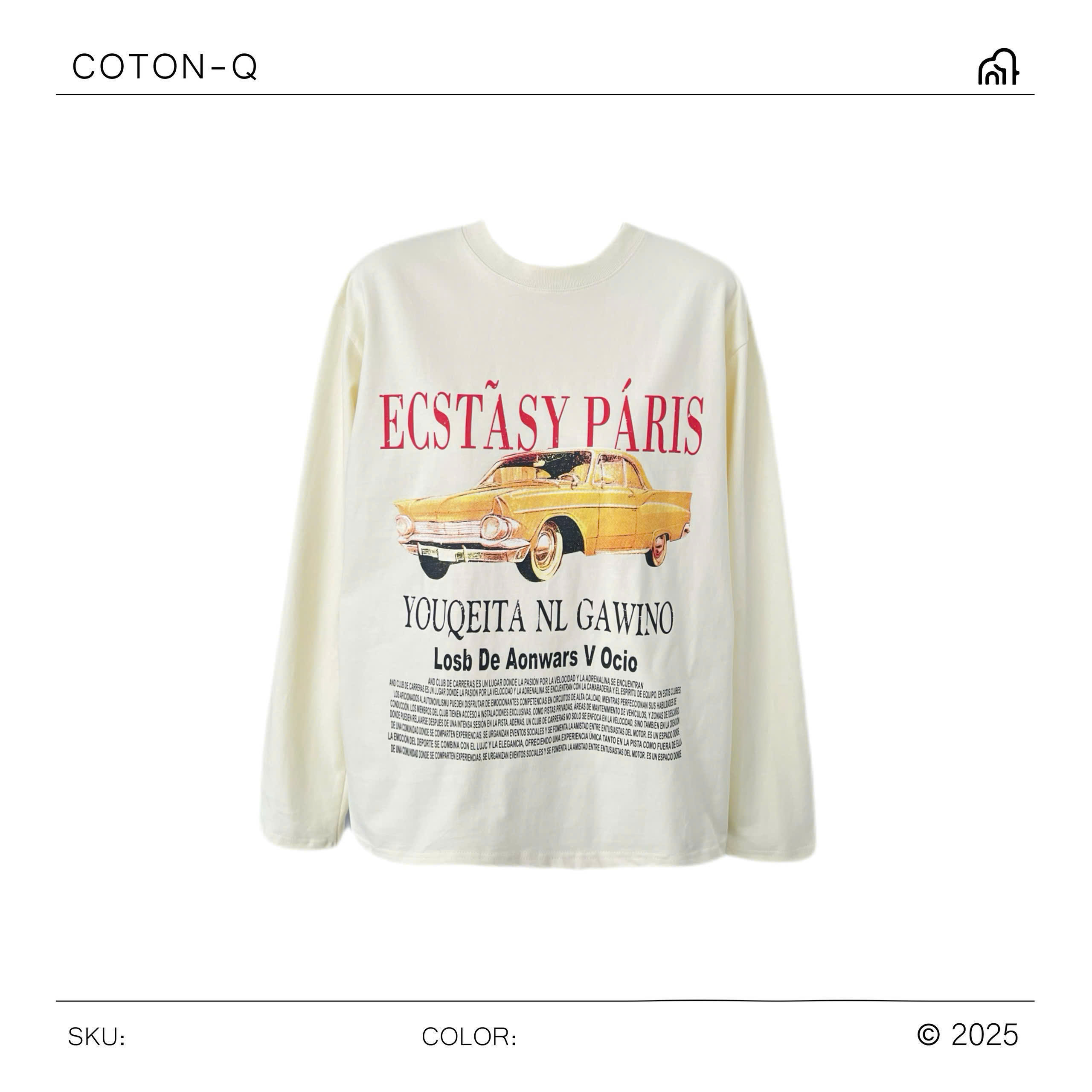 HA625 Áo tay dài kem in hình