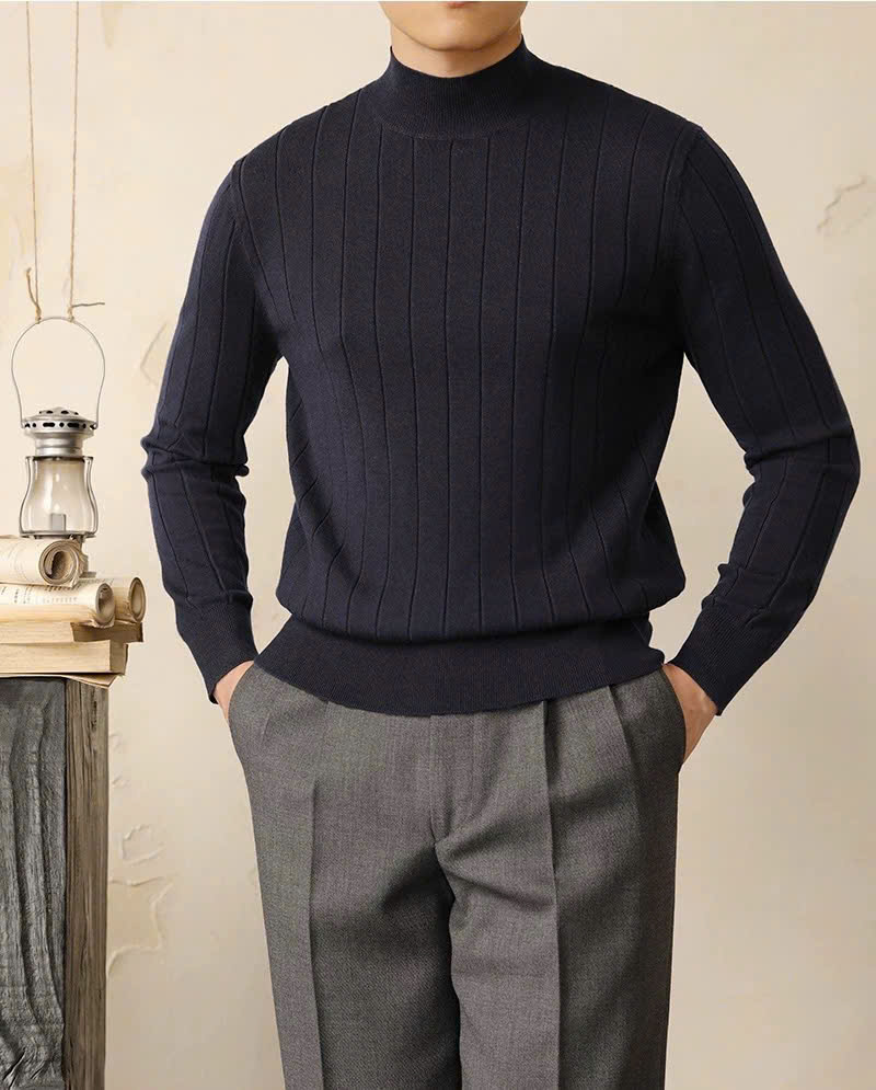 Áo Len Gân Dệt Kim Cổ Lọ