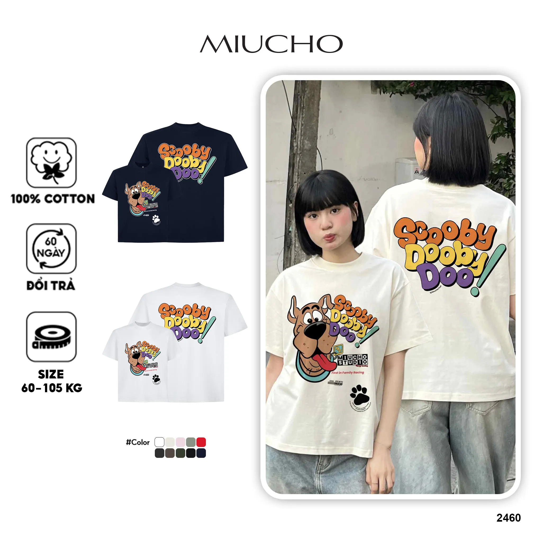 Áo thun boxy hoạt hình AXD2460 Miucho cổ tròn chất vải cotton 2 chiều cao cấp dày dặn in mix_thumbnail_1