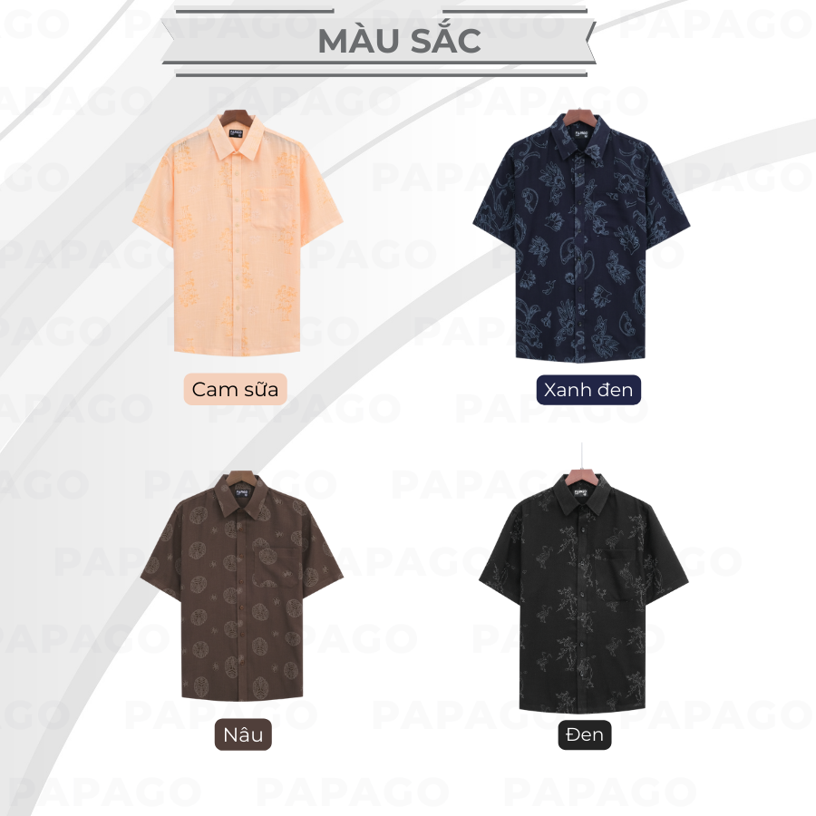 Áo sơ mi nam trung niên PAPAGO tay ngắn lai ngang họa tiết - P23SNHT006_thumbnail_6