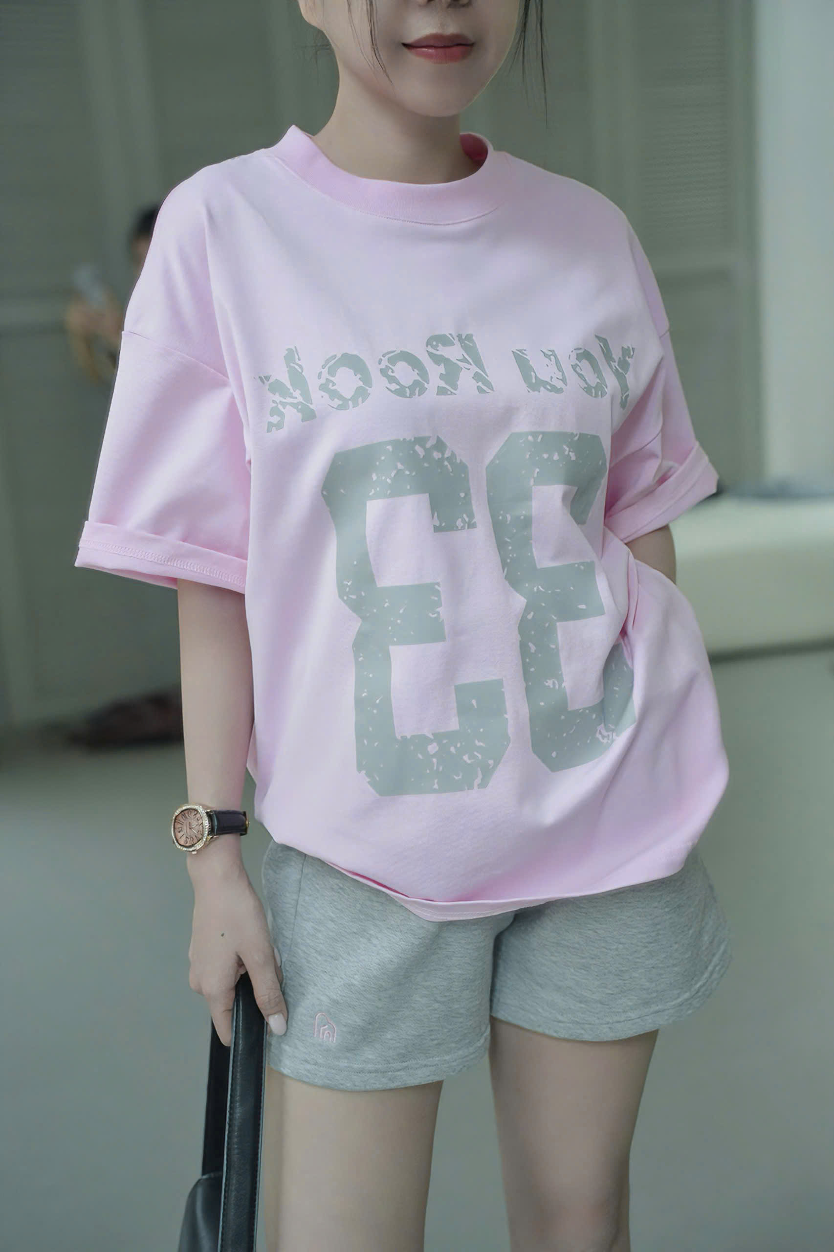 Set bộ áo thun hồng in chữ số 33 + quần xám_thumbnail_8