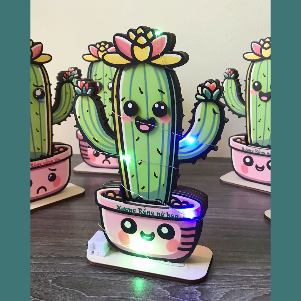 Xương Rồng Gỗ Bất Tử - 2 Mặt Cảm Xúc Buồn Vui, Decor Bàn Học & Bàn Làm Việc_thumbnail_2