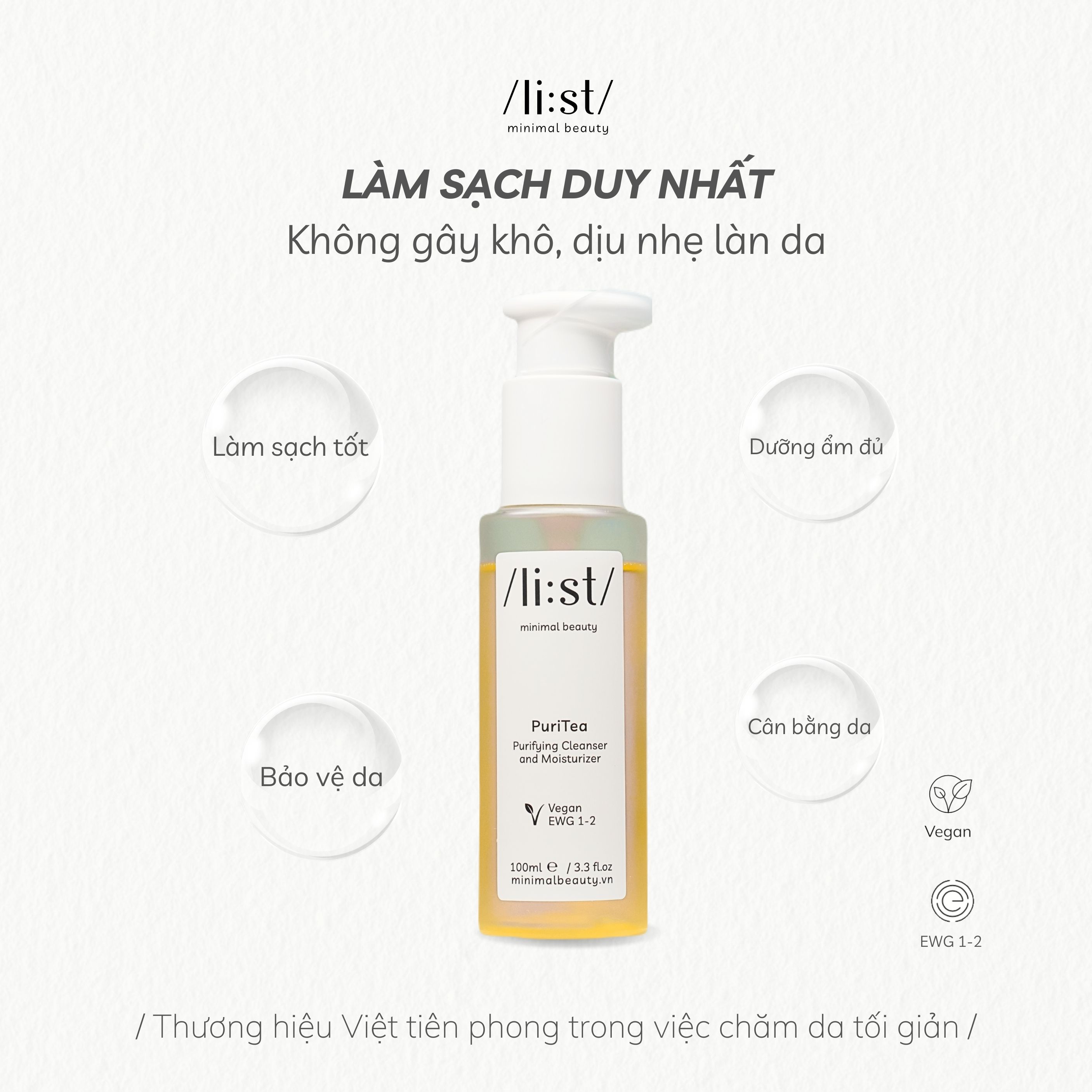 Trà Rửa Mặt Dưỡng Da Li:st 4 in 1 Tẩy Trang, Rửa Mặt, Tẩy Da Chết, Dưỡng Ẩm PuriTea 100ml_thumbnail_2