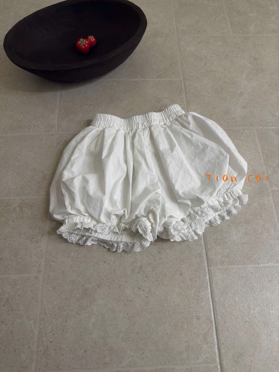 A44 - Quần bloomers trắng lưng chun viền ren hãng Tian Cai (Sz90-130)