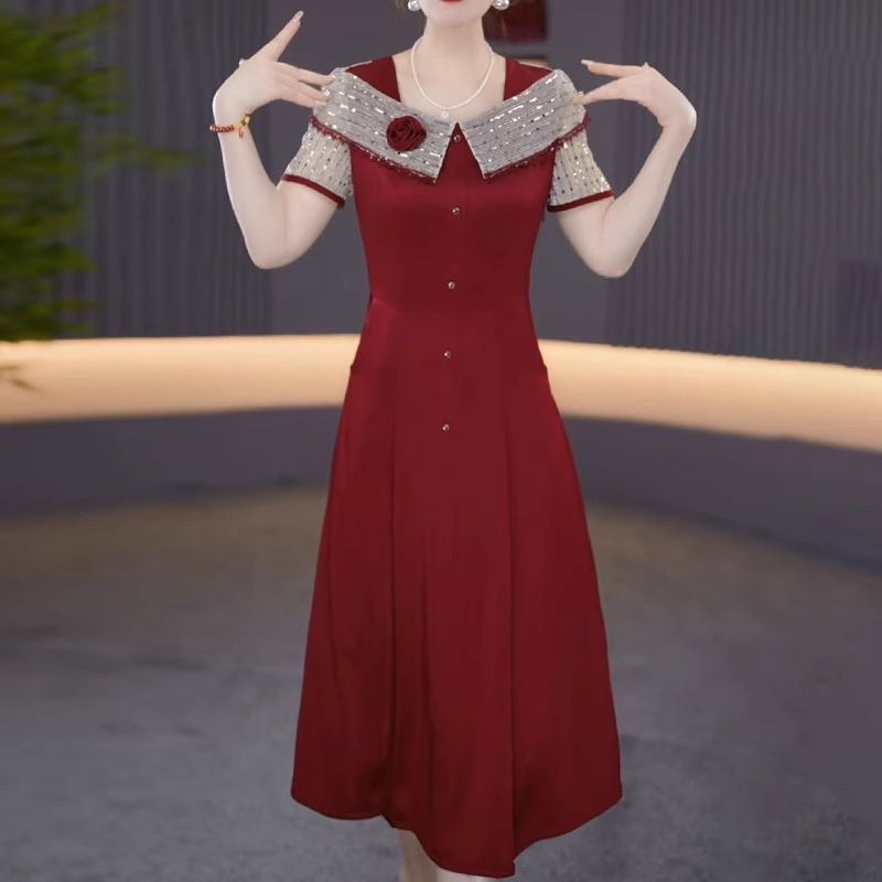 16828-Đâm suông A đỏ đô phối tay voan dệt kim sa ( lụa, thun kim sa)_thumbnail_0