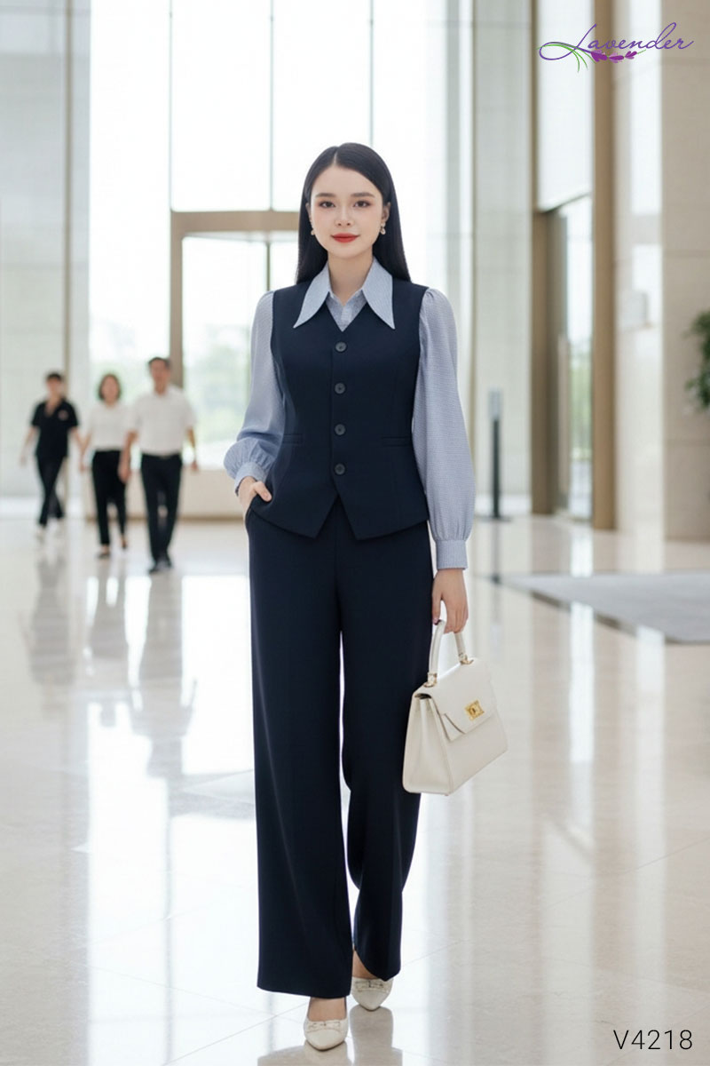 Áo vest gile xanh than V4218