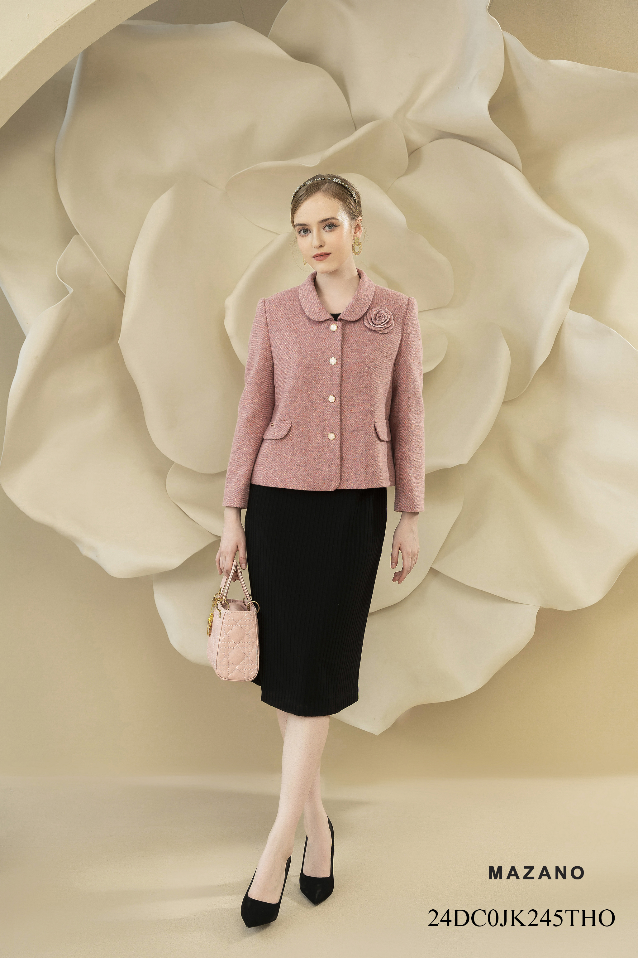 Áo khoác ngắn Suông Vải dạ len cao cấp  Dài dưới eo JK245THO_thumbnail_6