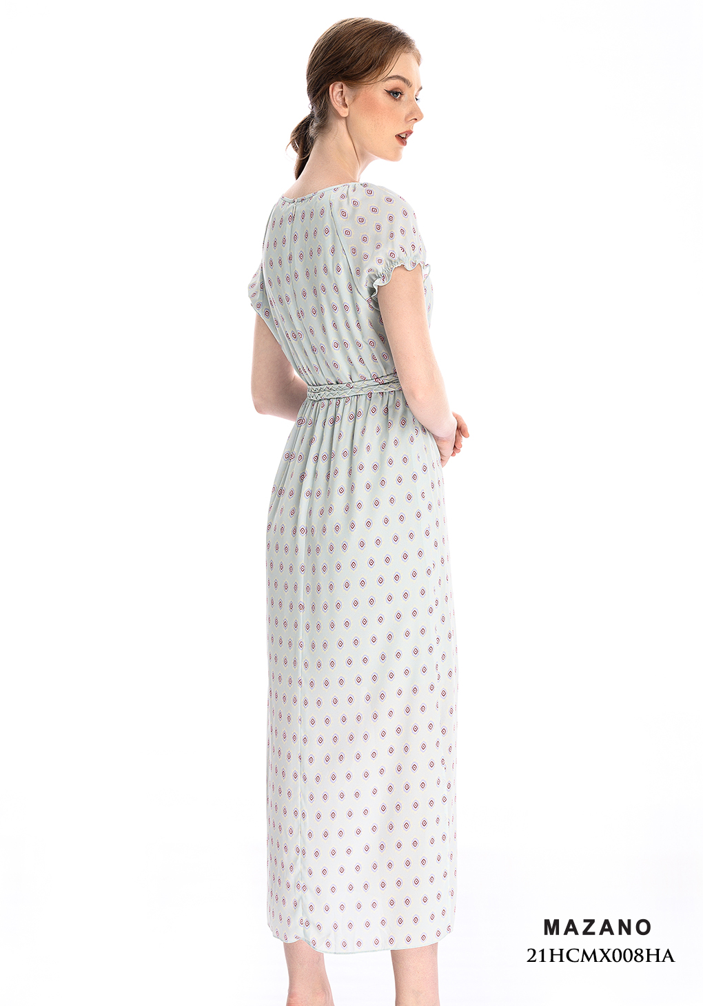 Đầm Maxi vải voan xanh nhạt thắt đai_thumbnail_2