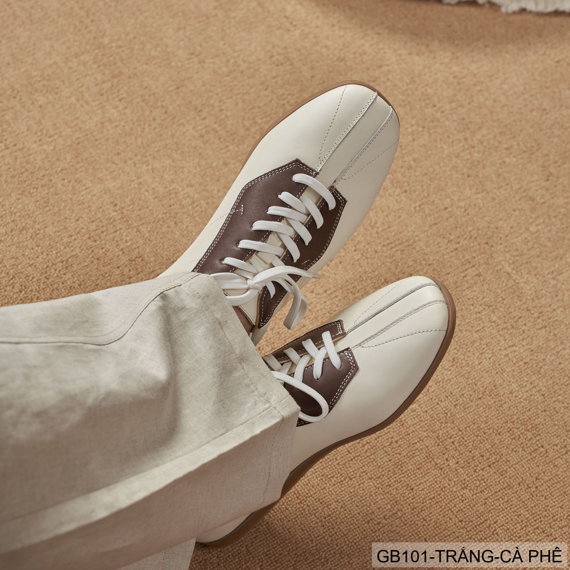 GB101 - Giày thể thao nam phối màu trắng đen và trắng cà phê, đế cao su êm chân, phong cách casual_thumbnail_16