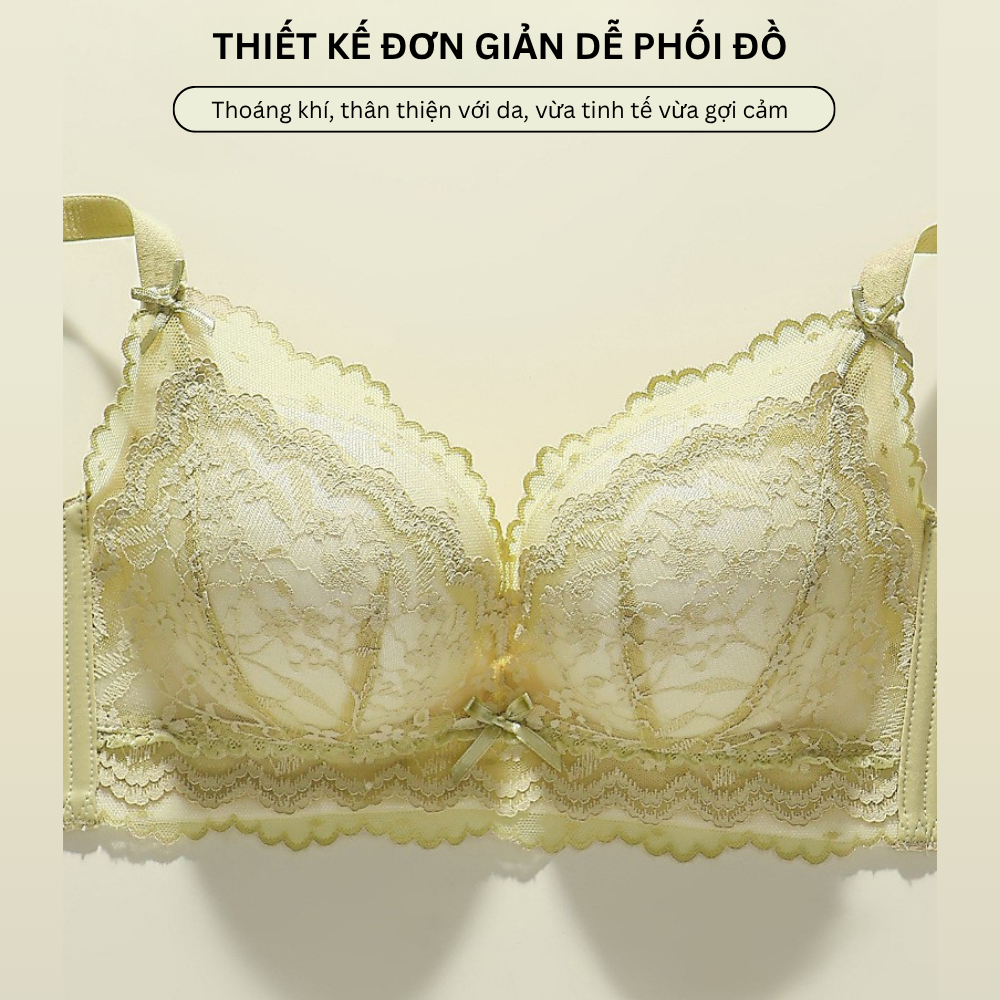 [Mã B72] Áo Ngực Nữ Ren Đệm 5cm Cao Cấp Áo Lót Nữ Ren Mềm Mại Nâng Dẩy Không Gọng Vikam Size 34-38 Màu Đen Hồng Kem Xanh_thumbnail_3