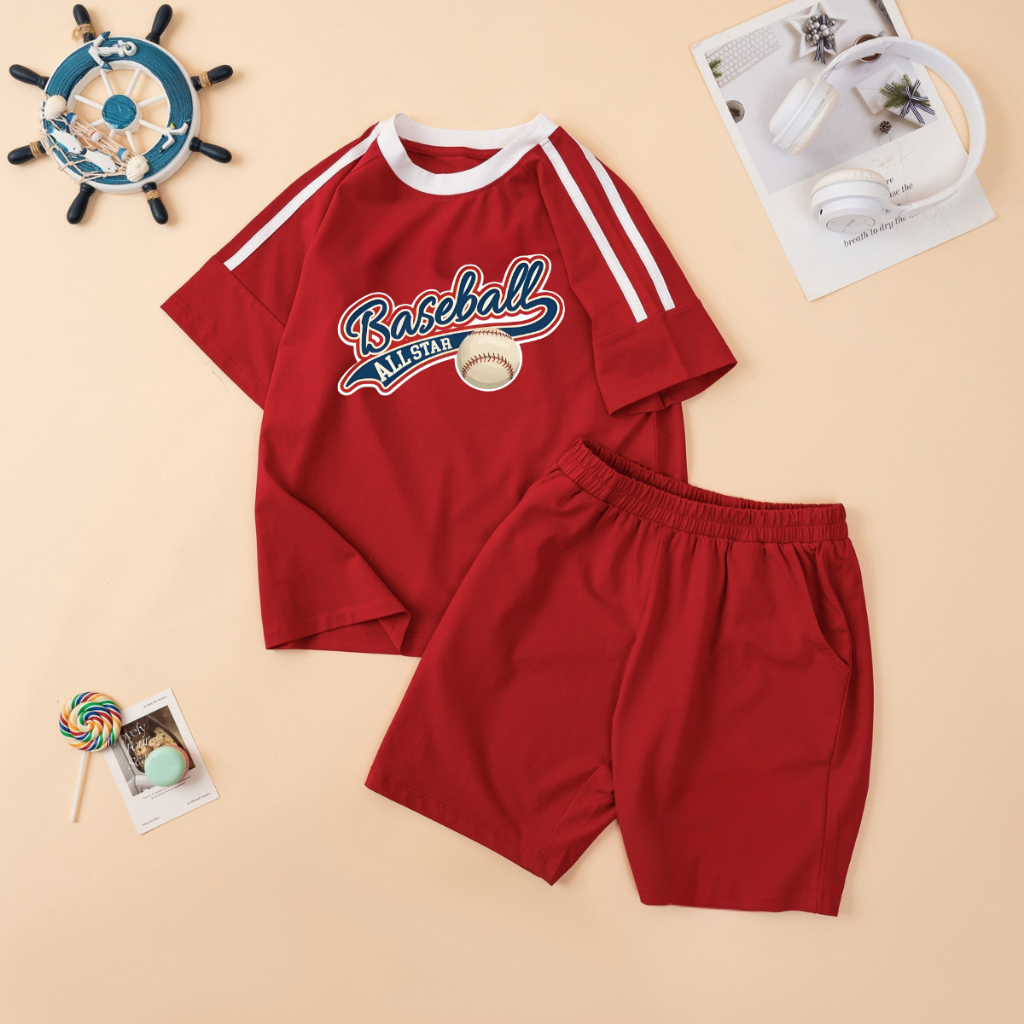 Đồ bộ bé trai phối viền hình BASSEBALL - Loza Kids BF612