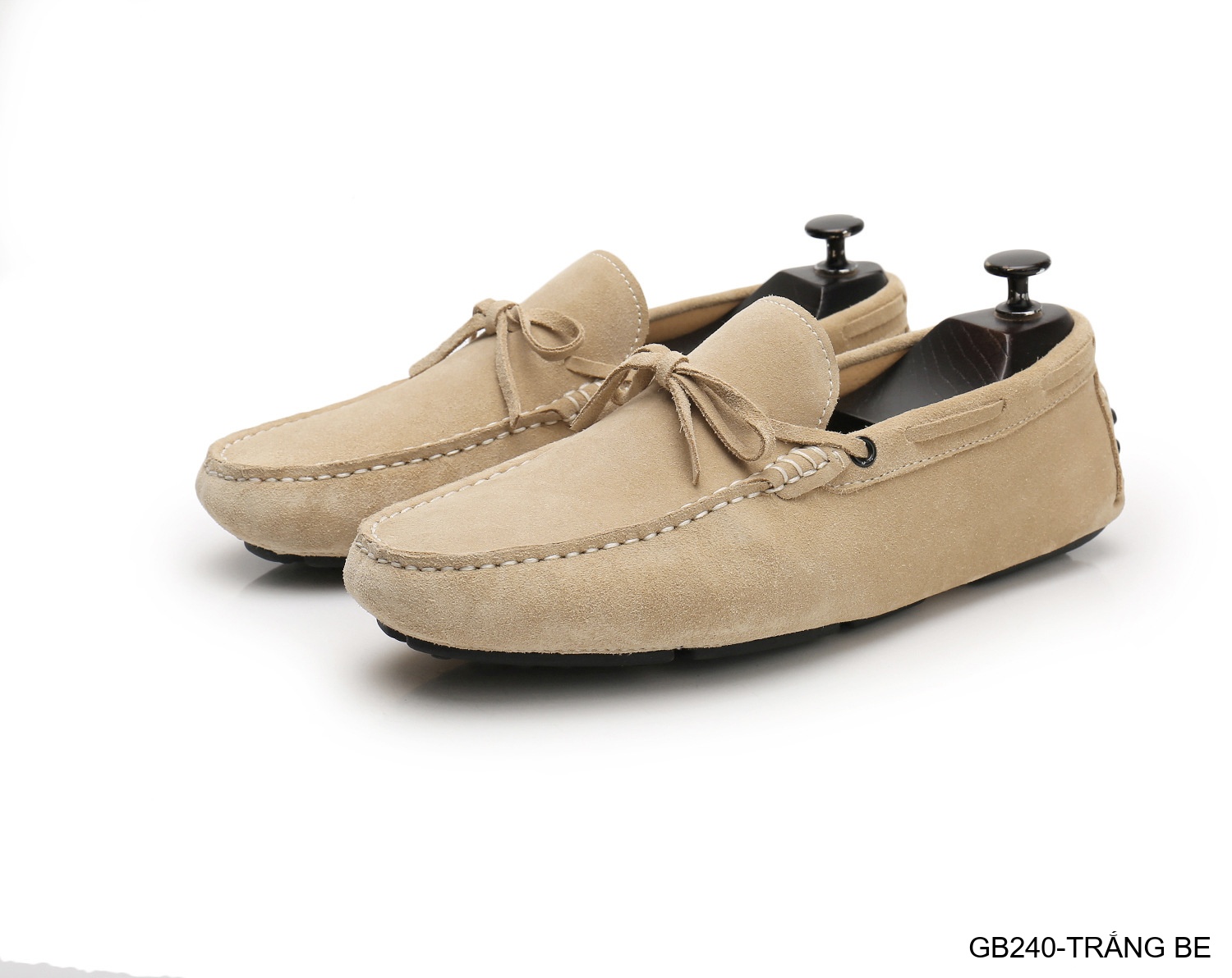 GB240 - Giày lười nam da heo kiểu Anh, đế bệt êm chân, phối nơ bướm thanh lịch