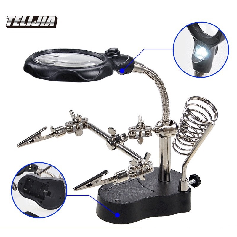 Kính lúp kẹp soi hàn mạch điện tử có đèn 2 Led và gác mỏ hàn_thumbnail_3