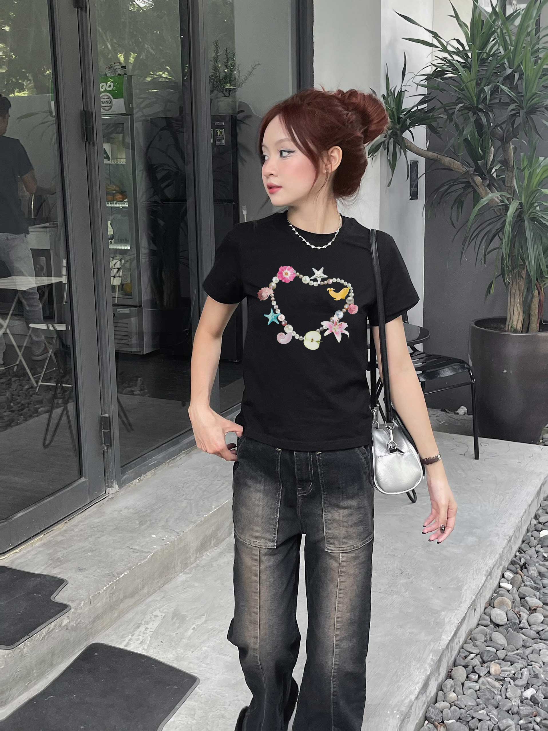 Áo thun baby tee mùa hè in trái tim xinh xắn ABD1312 Miucho tay ngắn cổ tròn hotrend in mix_thumbnail_6