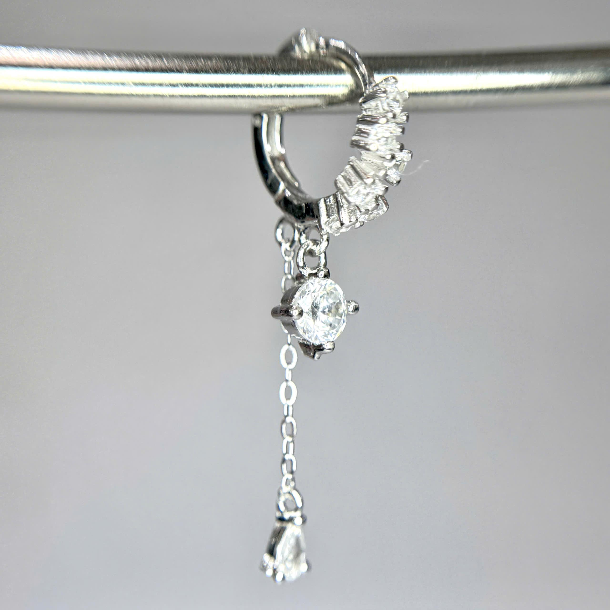 Khuyên vòng bạc xi kim kim cương zic zac rơi