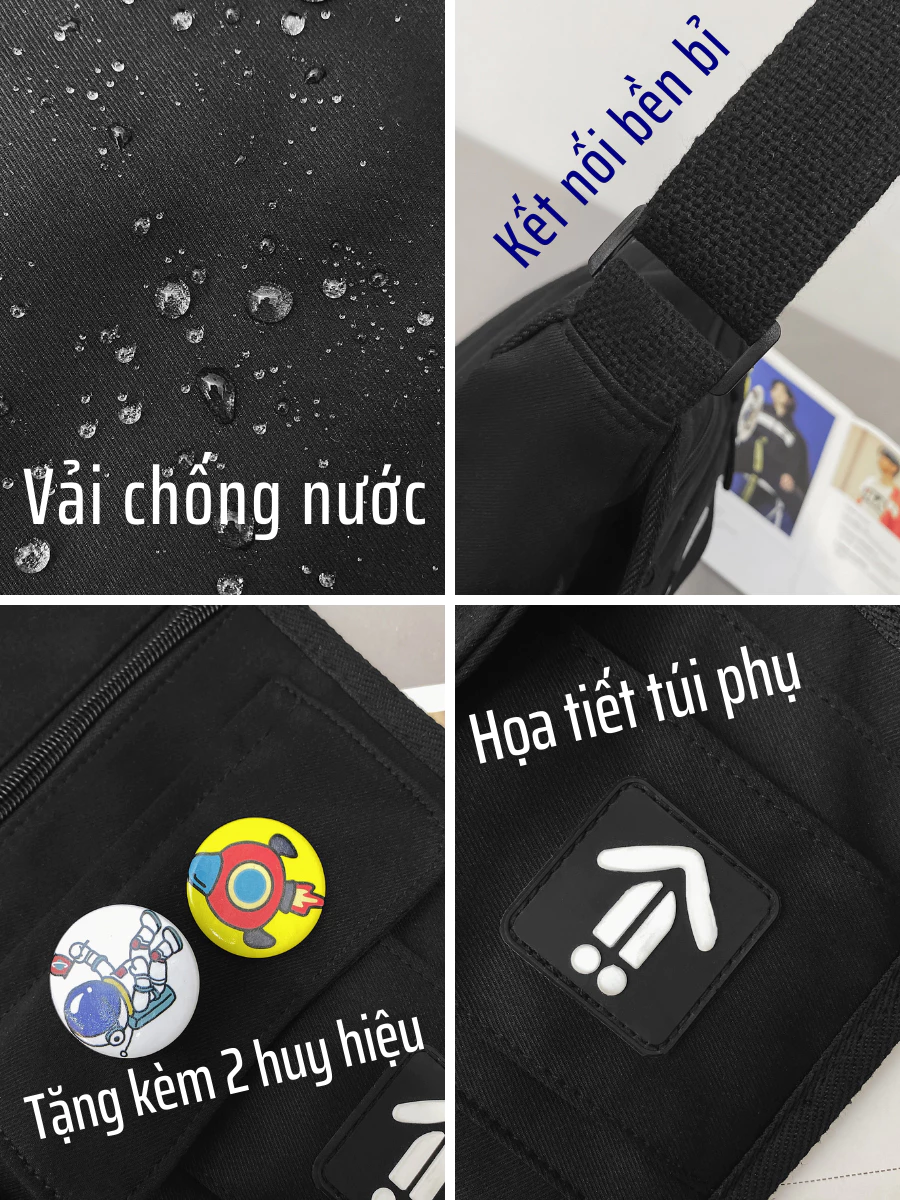 Túi đeo chéo nam nữ vải canvas chống nước nhiều ngăn có khóa kéo thời trang Hàn Quốc_thumbnail_3