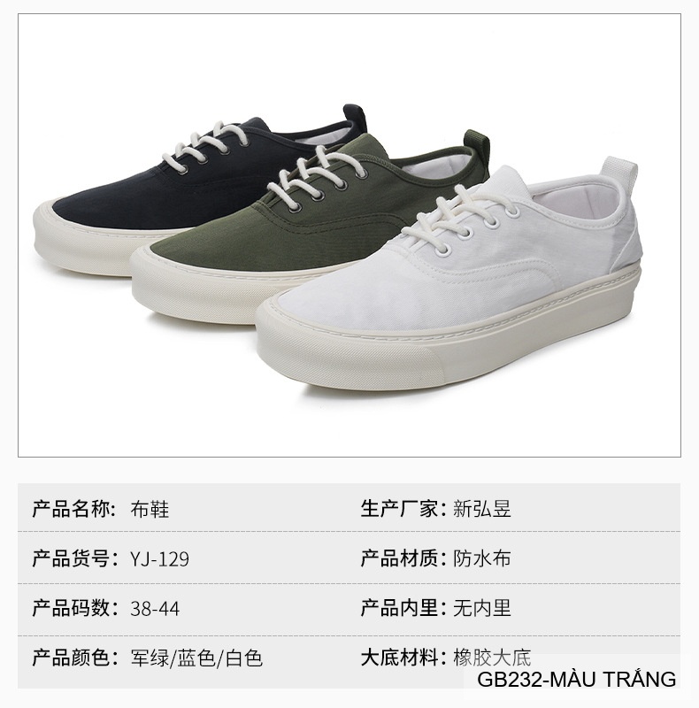GB232 - Giày sneaker vải nam nữ đế bệt phong cách thường ngày, màu trơn chống thấm_thumbnail_22