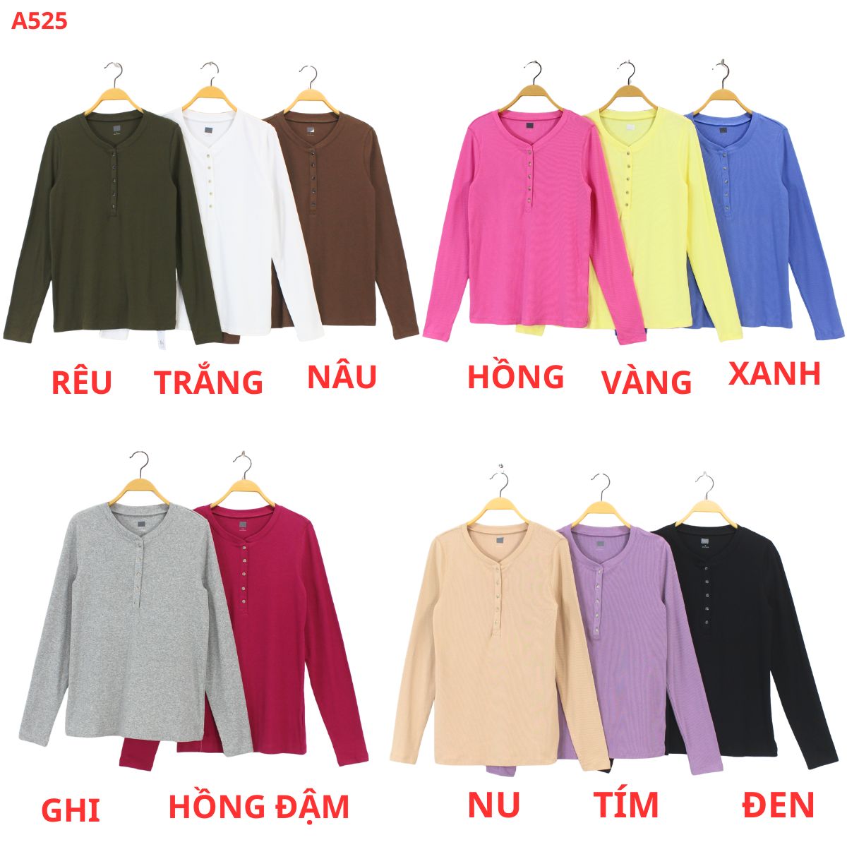 A525 ÁO THUN TAY DÀI GẤP