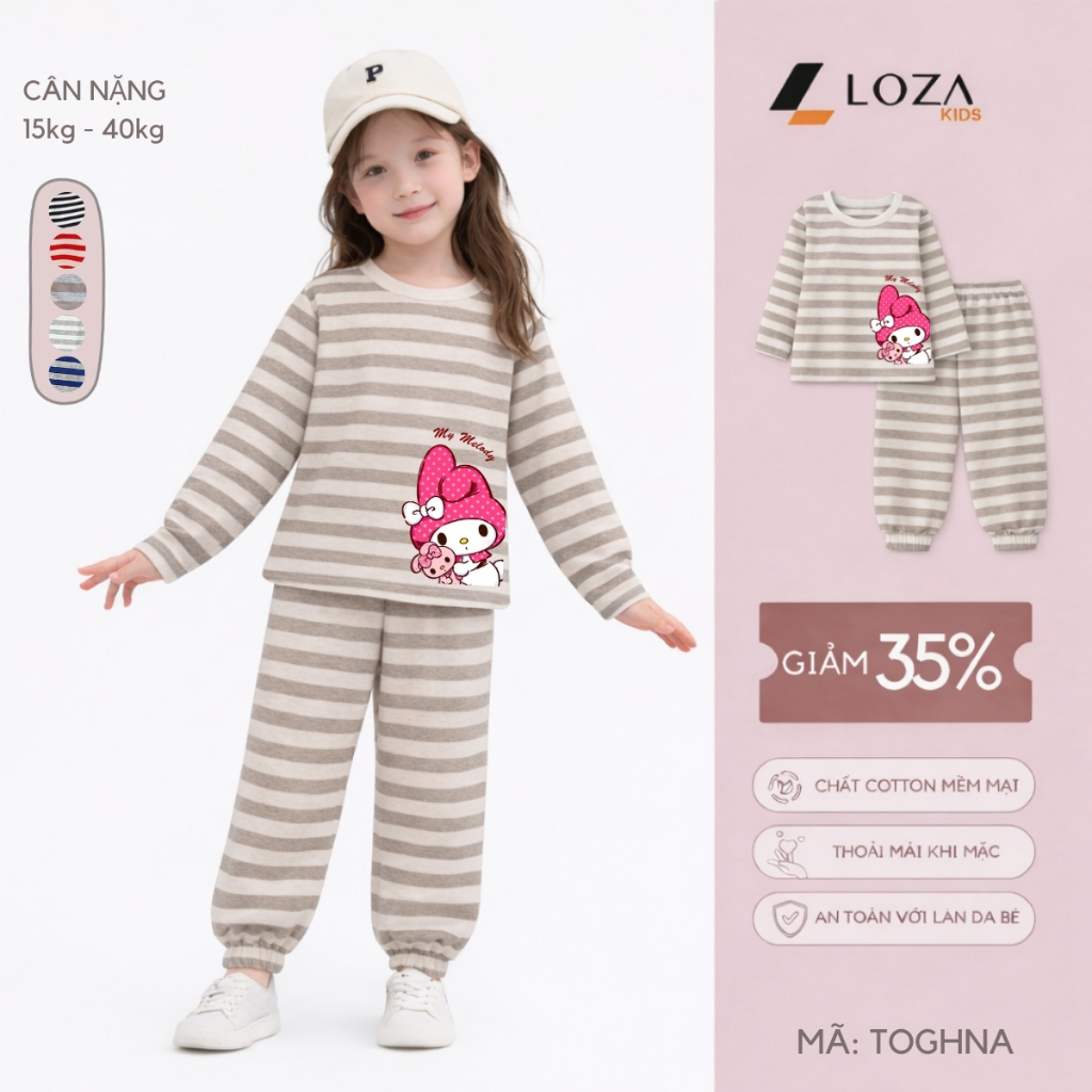 Bộ Thu - Đông kẻ bé gái hình Melody - Loza Kids TK571-572_thumbnail_4