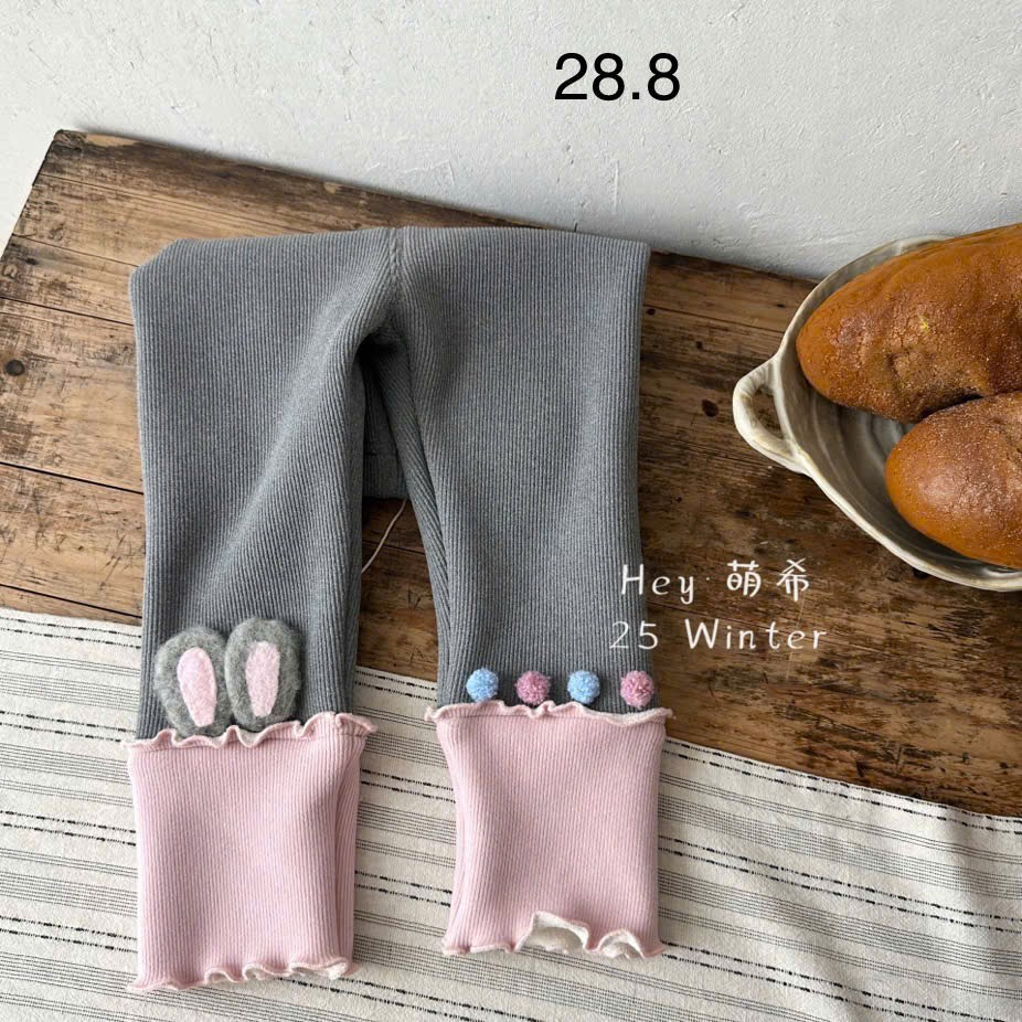 (Q215) Quần legging ghi gấu gập hồng