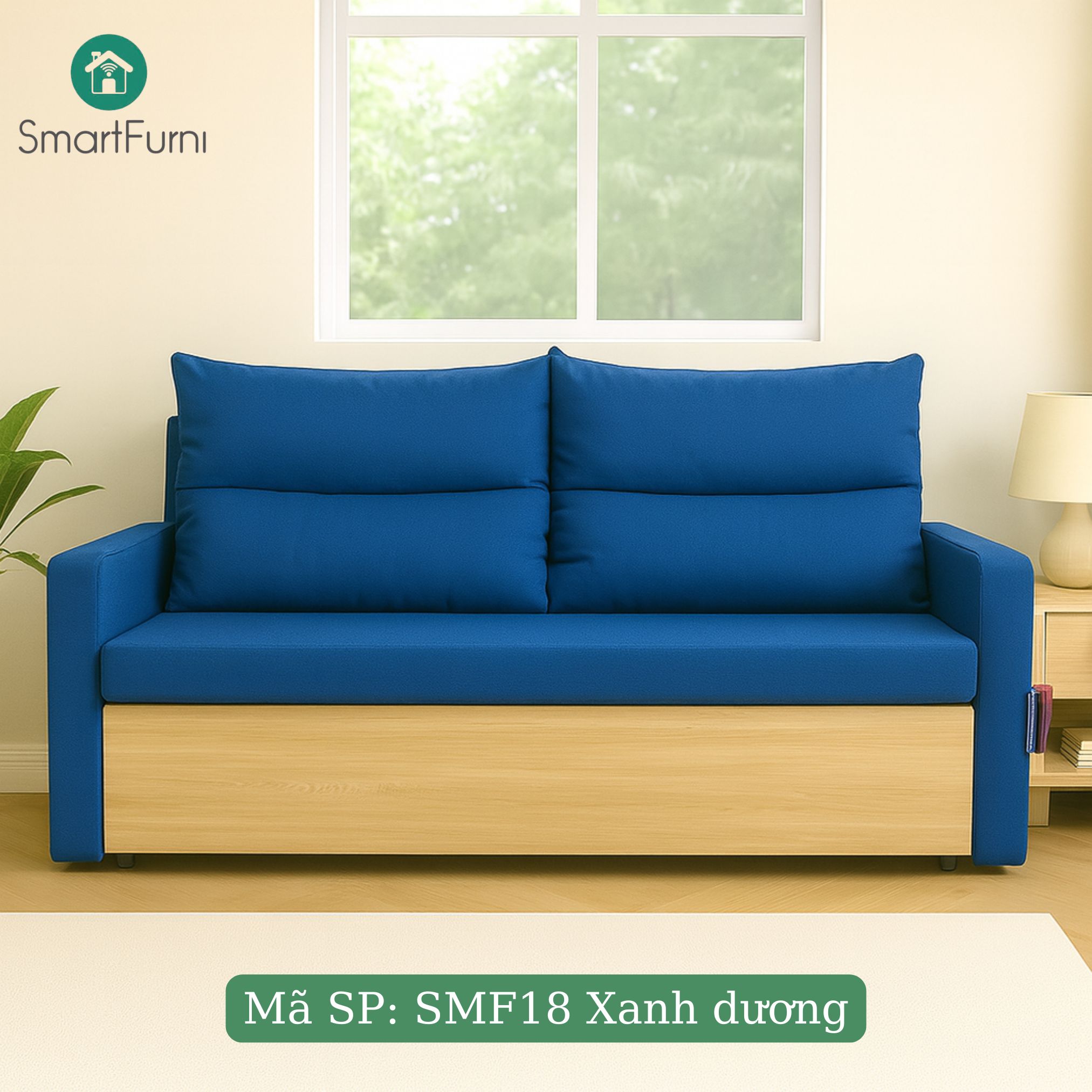 Sofa giường thông minh SmartFurni SMF17A - Bọc vải Lanh Canvas, gối kép _thumbnail_24
