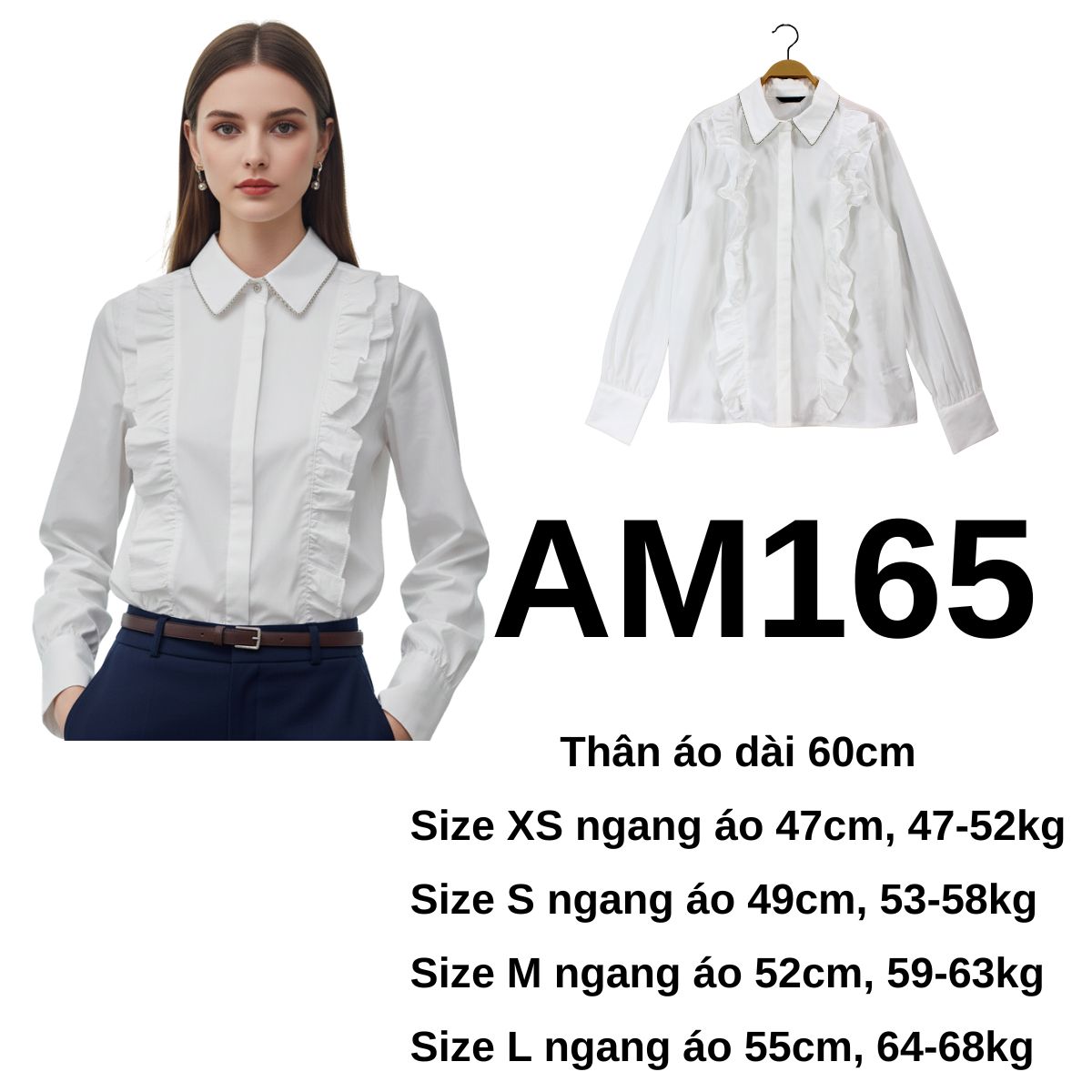 AM165 Áo sơ mi trắng bèo