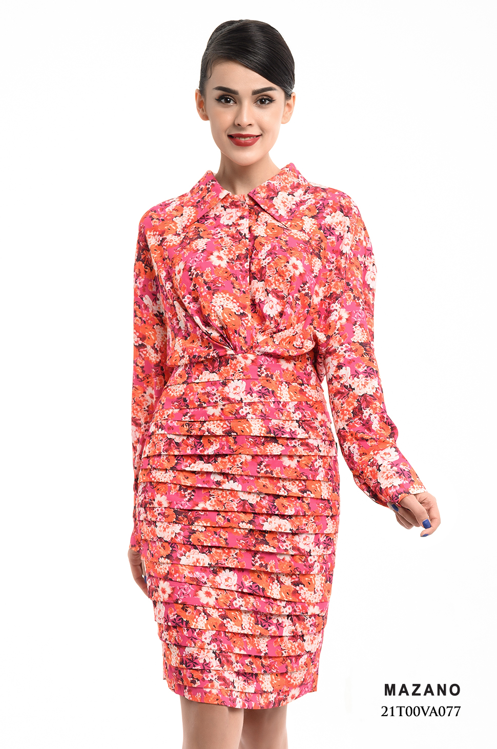 Đầm hồng họa tiết cách điệu xếp ly_thumbnail_2