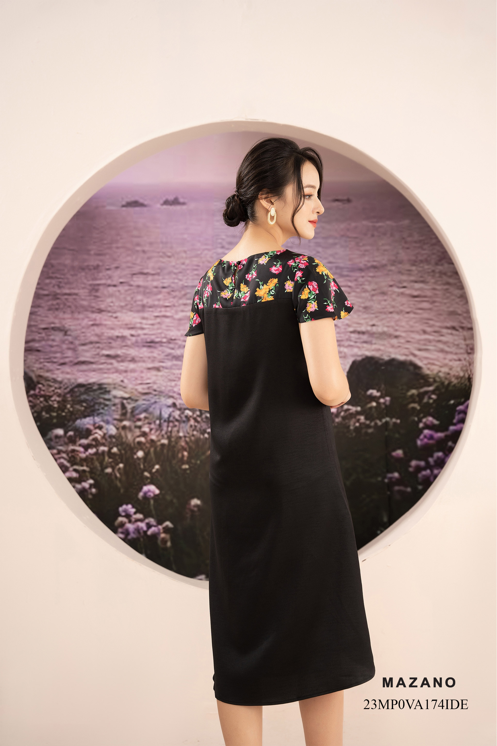 Đầm suông A phối họa tiết in, chân mullet_thumbnail_2