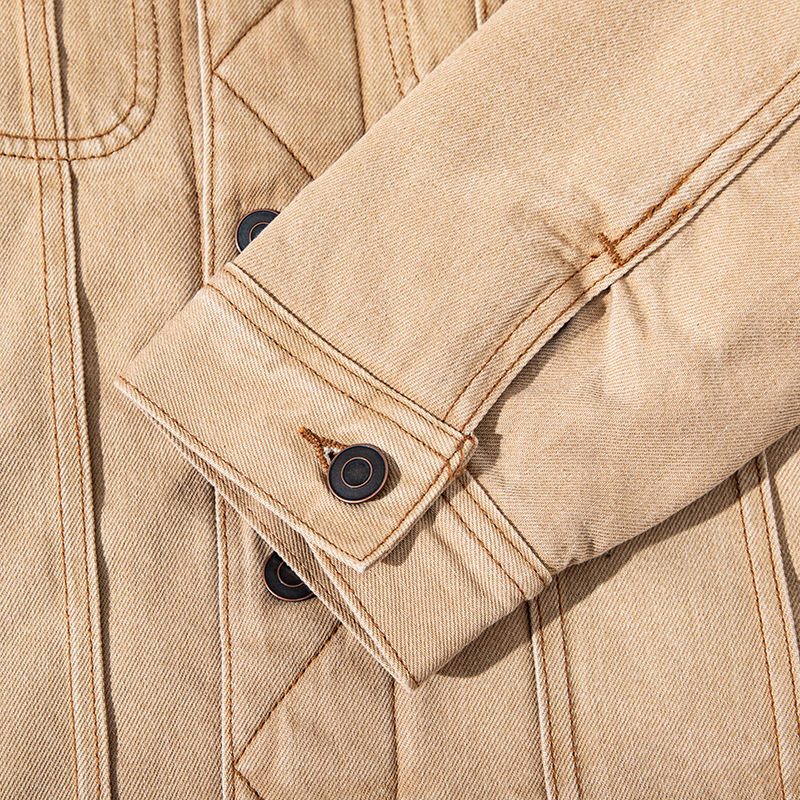 RRL Áo khoác Storm loạt giặt bẩn nhuộm sợi đảo bông ấm áp kẻ sọc áo khoác bông denim_thumbnail_3