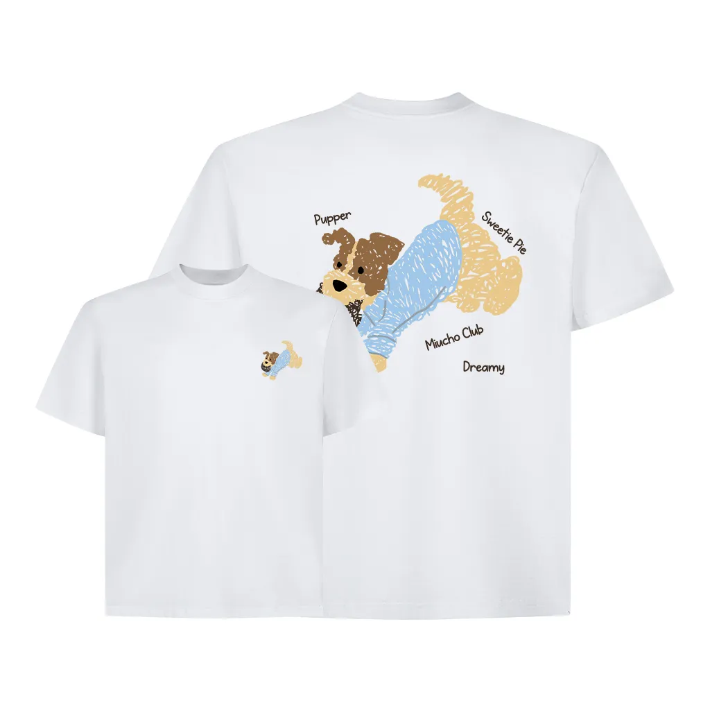 Áo thun boxy hình cún dễ thương 2596 Miucho vải cotton thoáng mát phong cách Hàn Quốc in mix