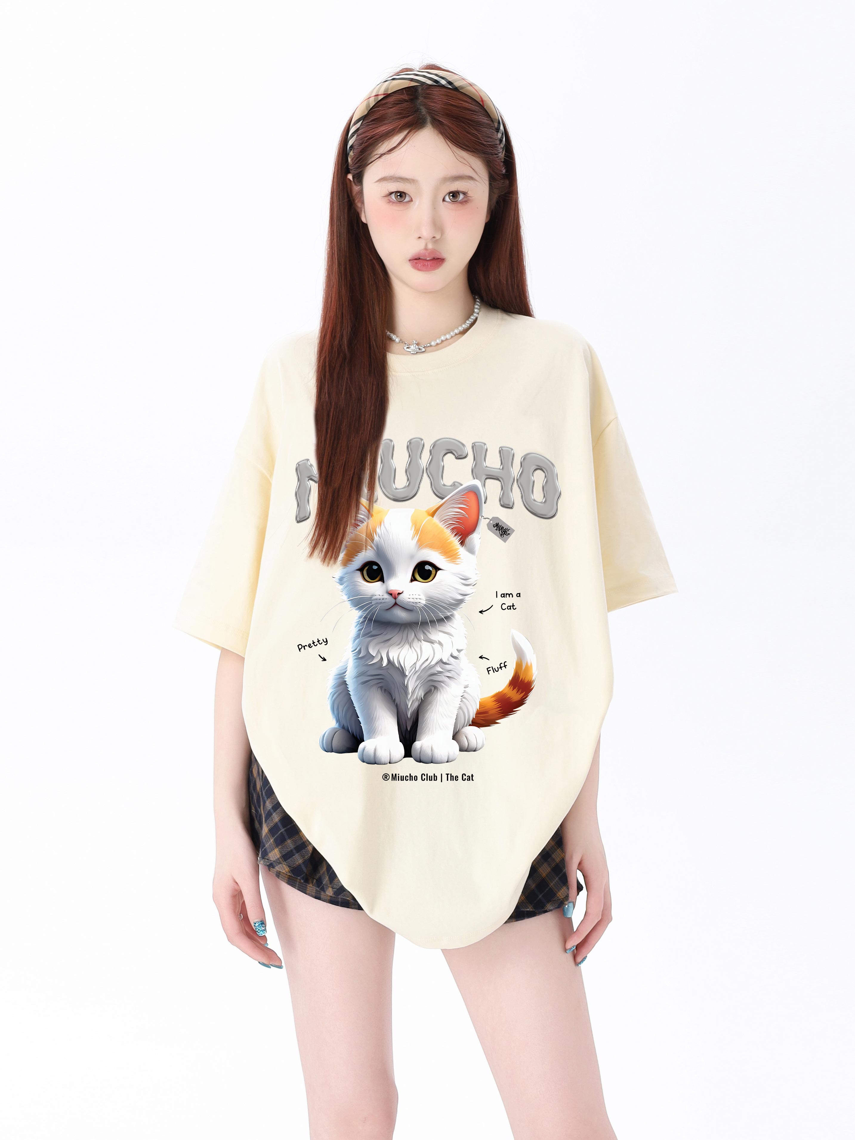 Áo thun form rộng 12 con giáp tuổi Mão ATD1244 Miucho tay ngắn cổ tròn in mix_thumbnail_11