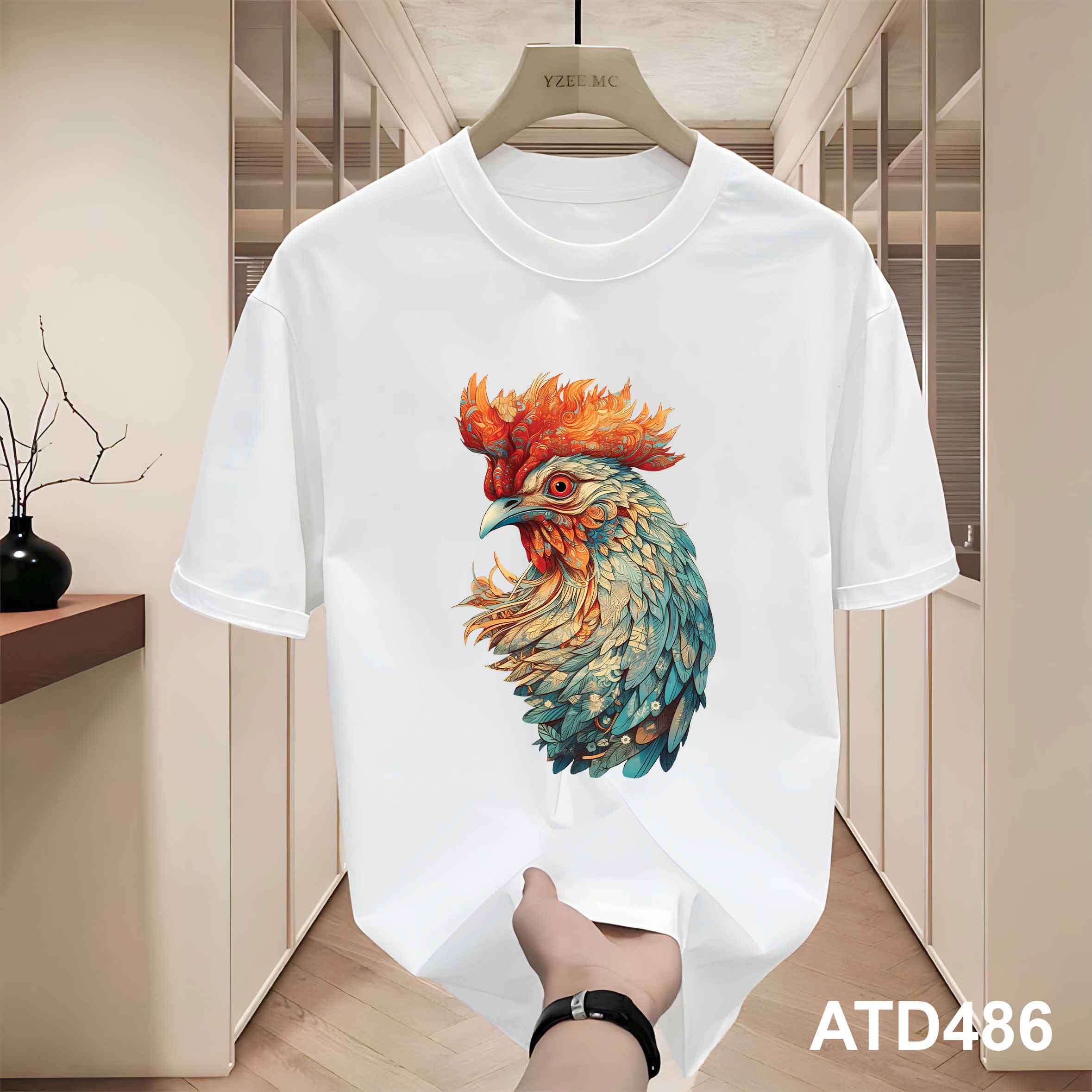 Áo thun nam form rộng 12 con giáp tuổi Dậu ATD486 Miucho Iconic cotton cổ tròn in graphic_thumbnail_2
