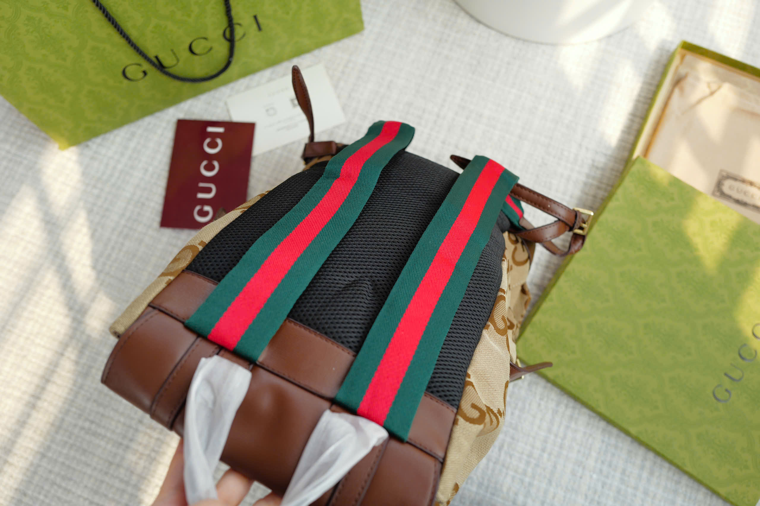 Balo Nam Gucci Jumbo GG Backpack Camel_thumbnail_5