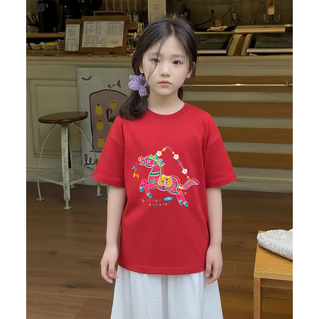 Áo thun cho bé gái Kado vải cotton thoáng mát mềm mại thoải mái Tuổi Ngọ in mix 2859_thumbnail_6