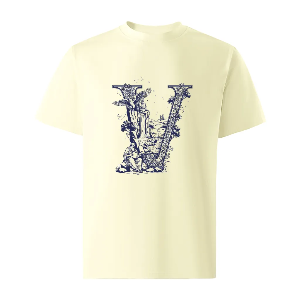 Áo thun nam form rộng Miucho Iconic cotton thoáng mát dày dặn chữ V nghệ thuật nhiều màu 2767_thumbnail_10