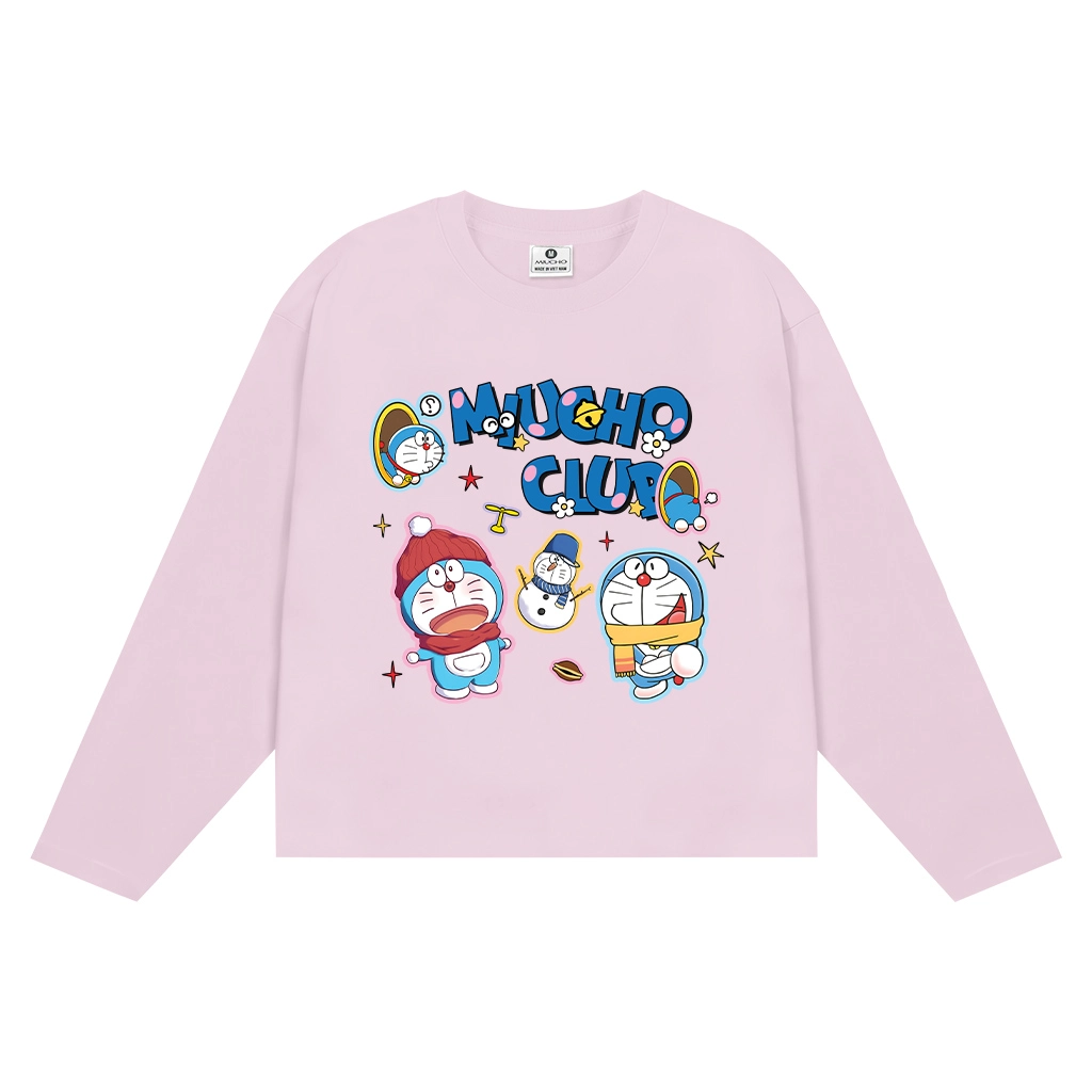 Áo thun boxy local brand Miucho vải cotton thoáng mát tay dài cổ tròn Doremon in mix 2771_thumbnail_14