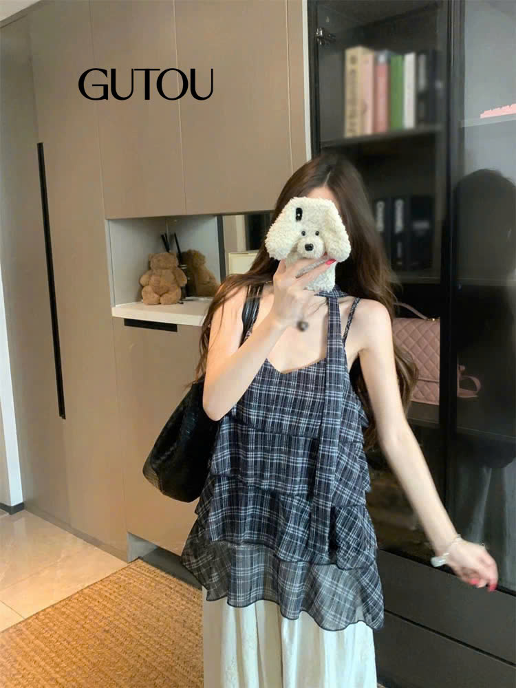 [ GUTOU ] Áo Hai Dây Tầng Cổ V Phối Khăn Choàng_thumbnail_13