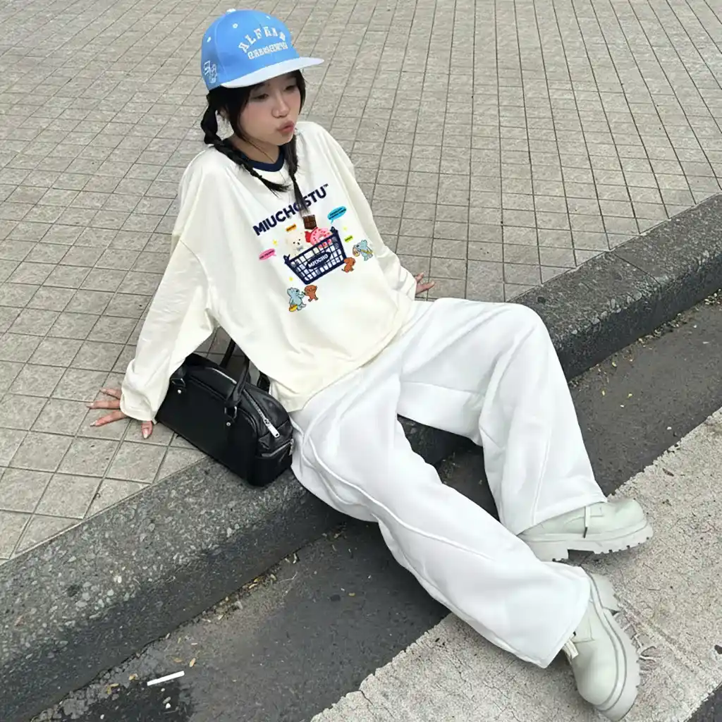 Áo thun unisex form boxy Miucho vải dày dặn thoáng mát tay dài phối cổ mix màu 2811_thumbnail_6