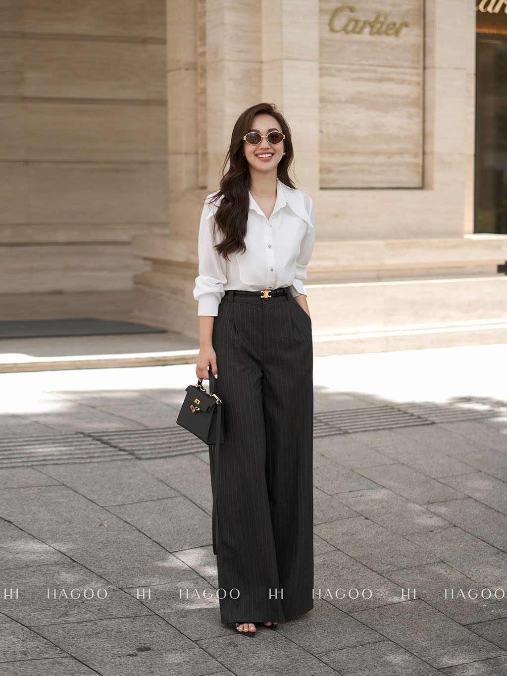 Áo sơ mi tơ cổ đức bổ cầu ngực HAGOO