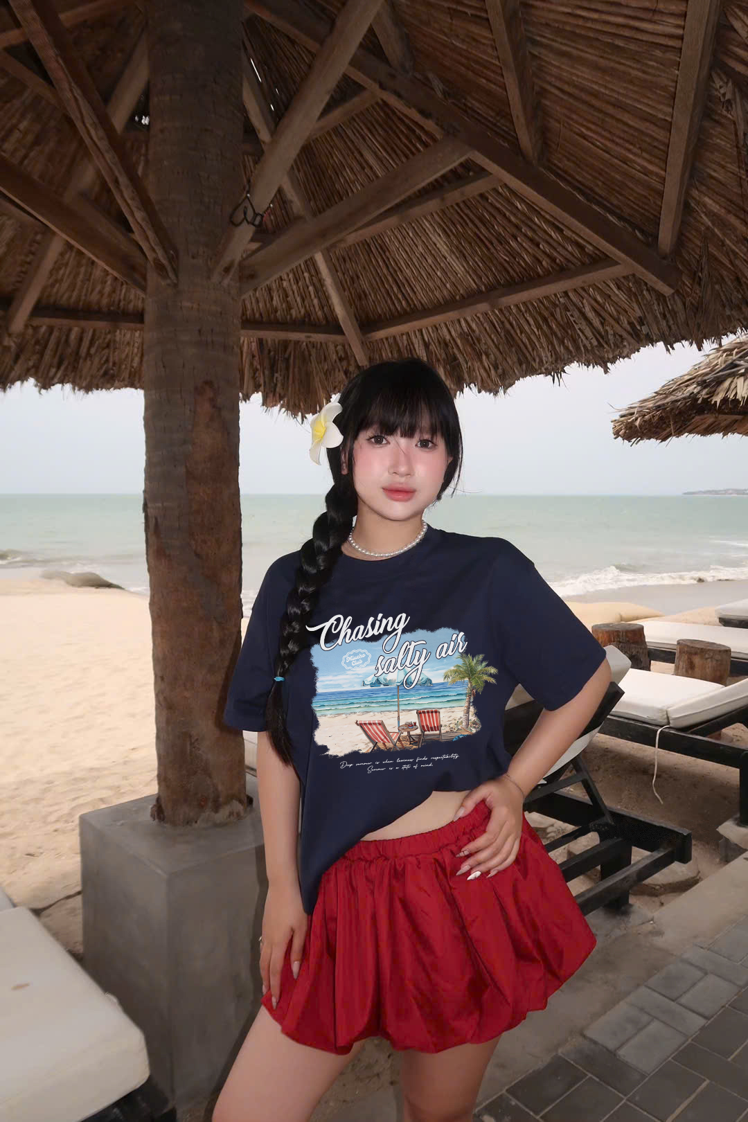 Áo thun boxy local brand hè biền 2326 Miucho cổ tròn vải cotton 2 chiều đứng form in mix_thumbnail_2