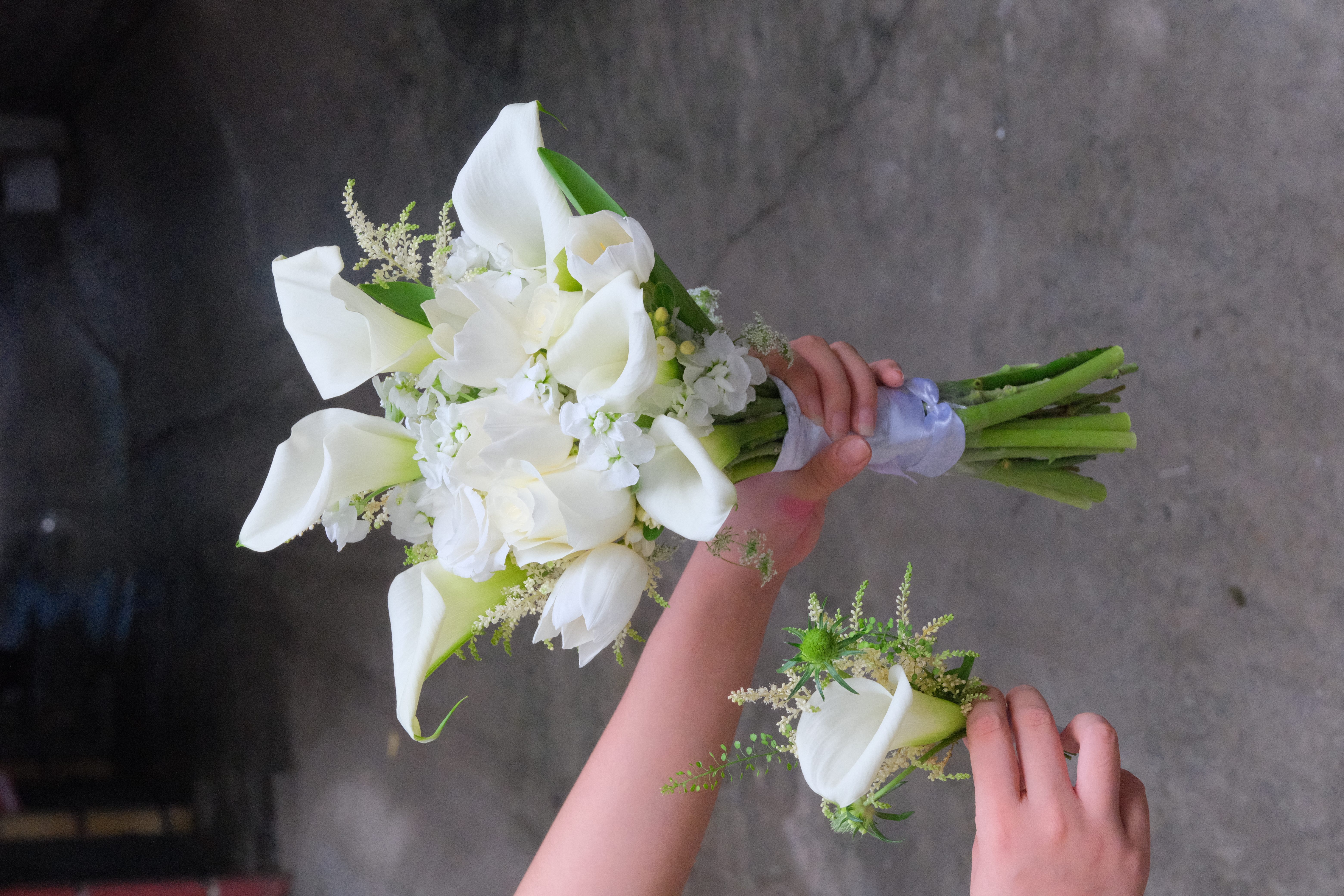 Bó hoa cưới Calla Lily mix Astible và hoa phụ