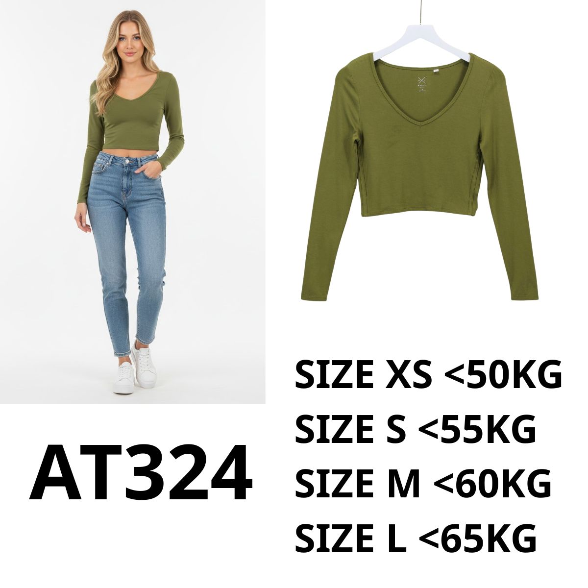 AT324-Áo crop tay dài