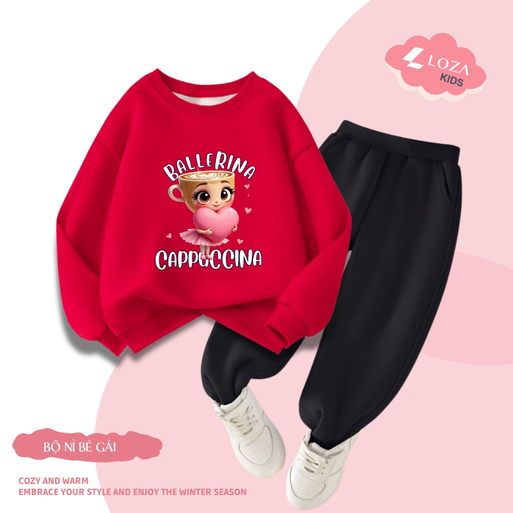 Bộ nỉ bé gái in hình Brainrot Ballerrina Cappuccina - Loza Kids BI521_thumbnail_2