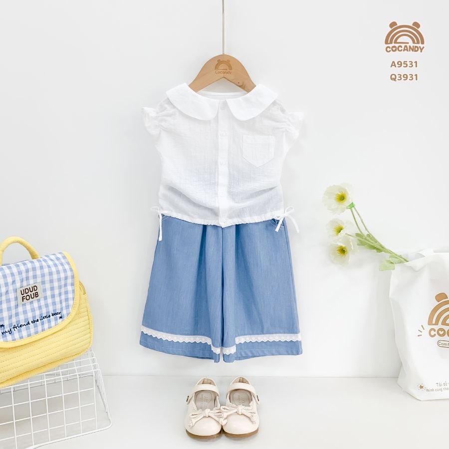 Áo cộc TRẮNG cánh tiên cổ sen