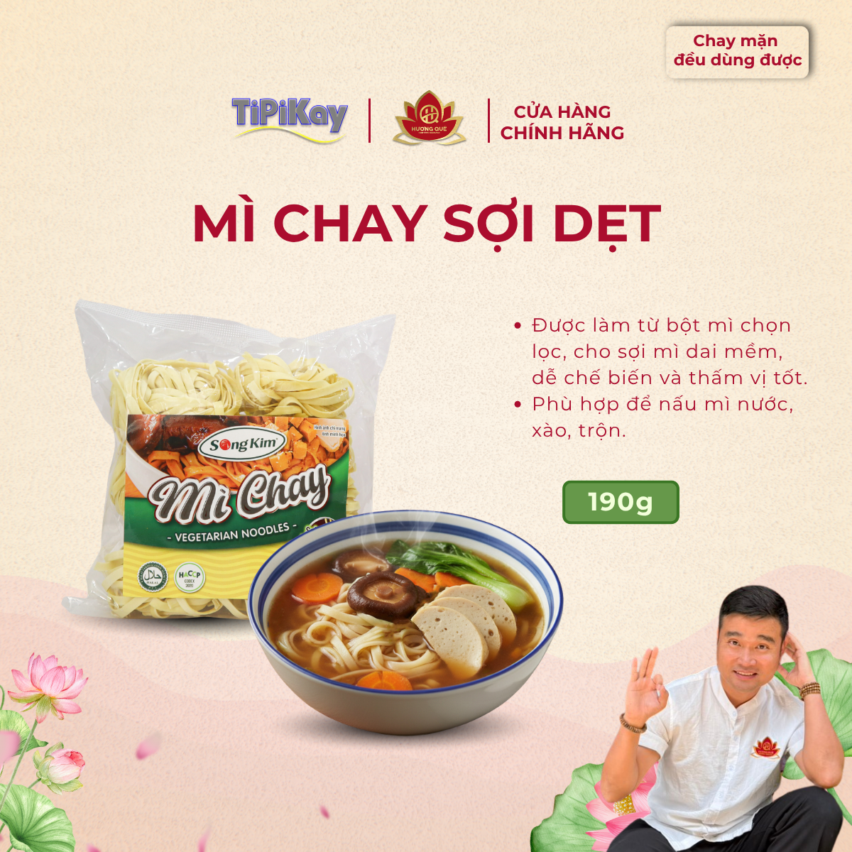 Mì Chay Sợi Dẹt 190g TP190MKTD