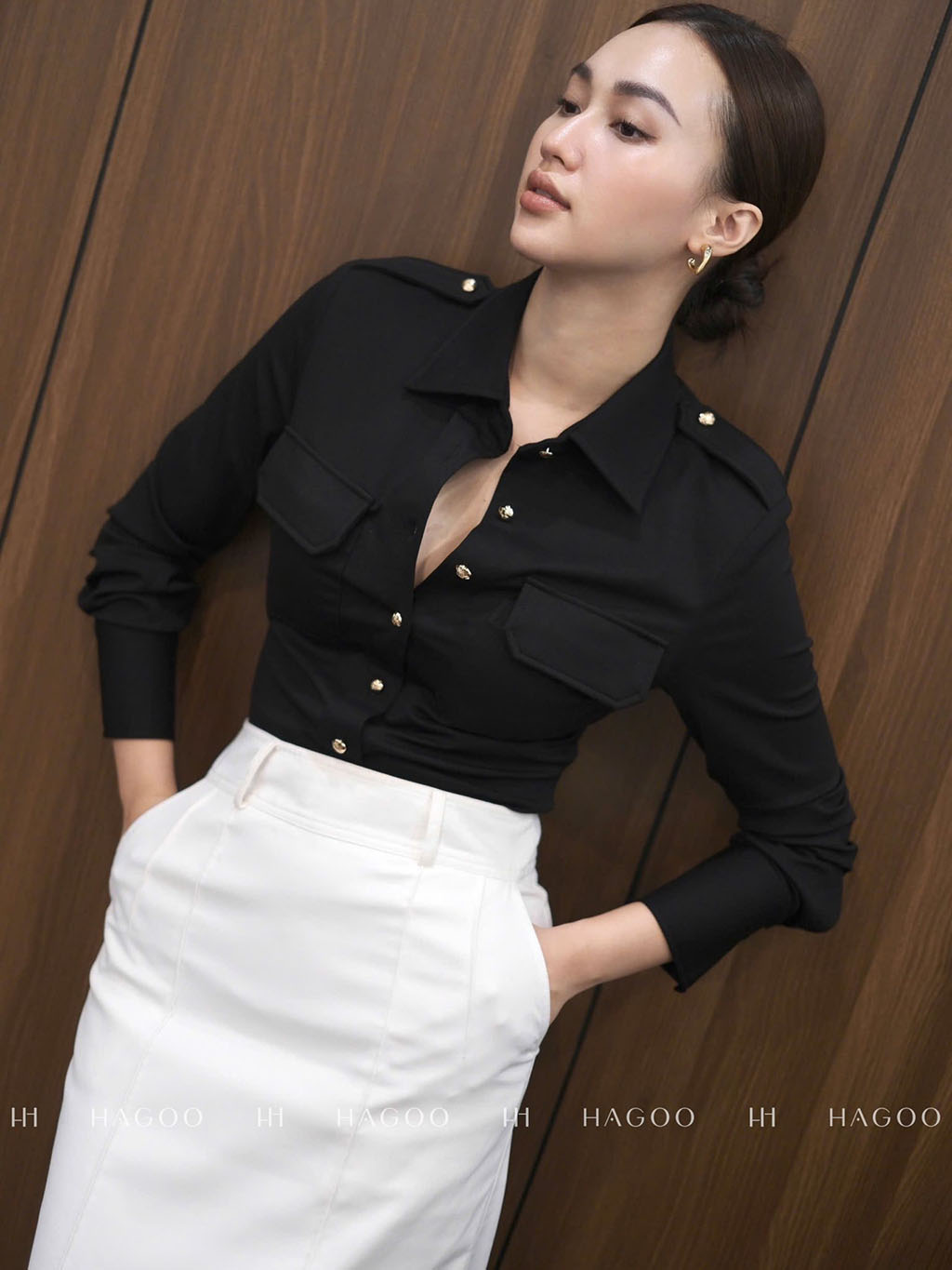Áo sơ mi ôm tay dài túi ốp HAGOO_thumbnail_6