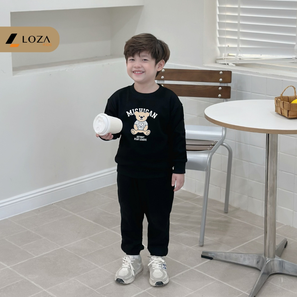 Bộ nỉ bé trai in hình gấu M - Loza Kids BI554_thumbnail_3