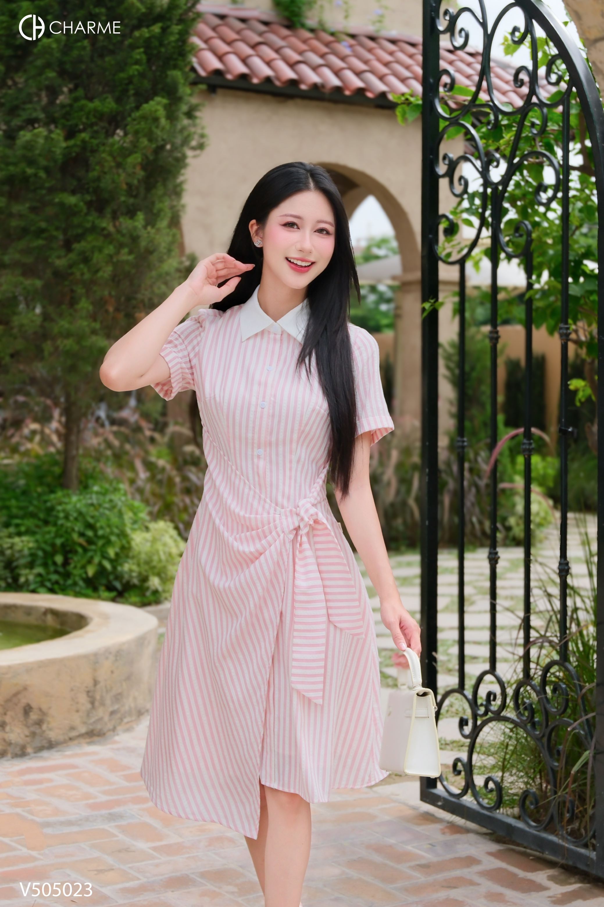 Váy sơ mi cổ đức thắt nơ eo_thumbnail_2